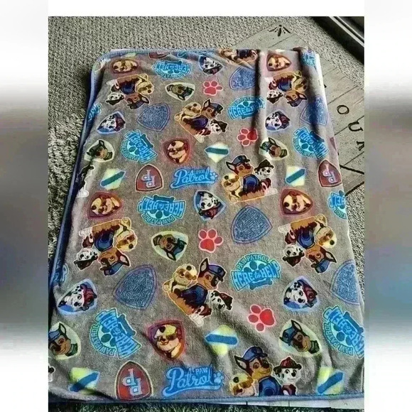 Paw Patrol Here To Help Rubble Chase Marshall Soft Throw Fleece Blanket Blue - Picture 5 of 5